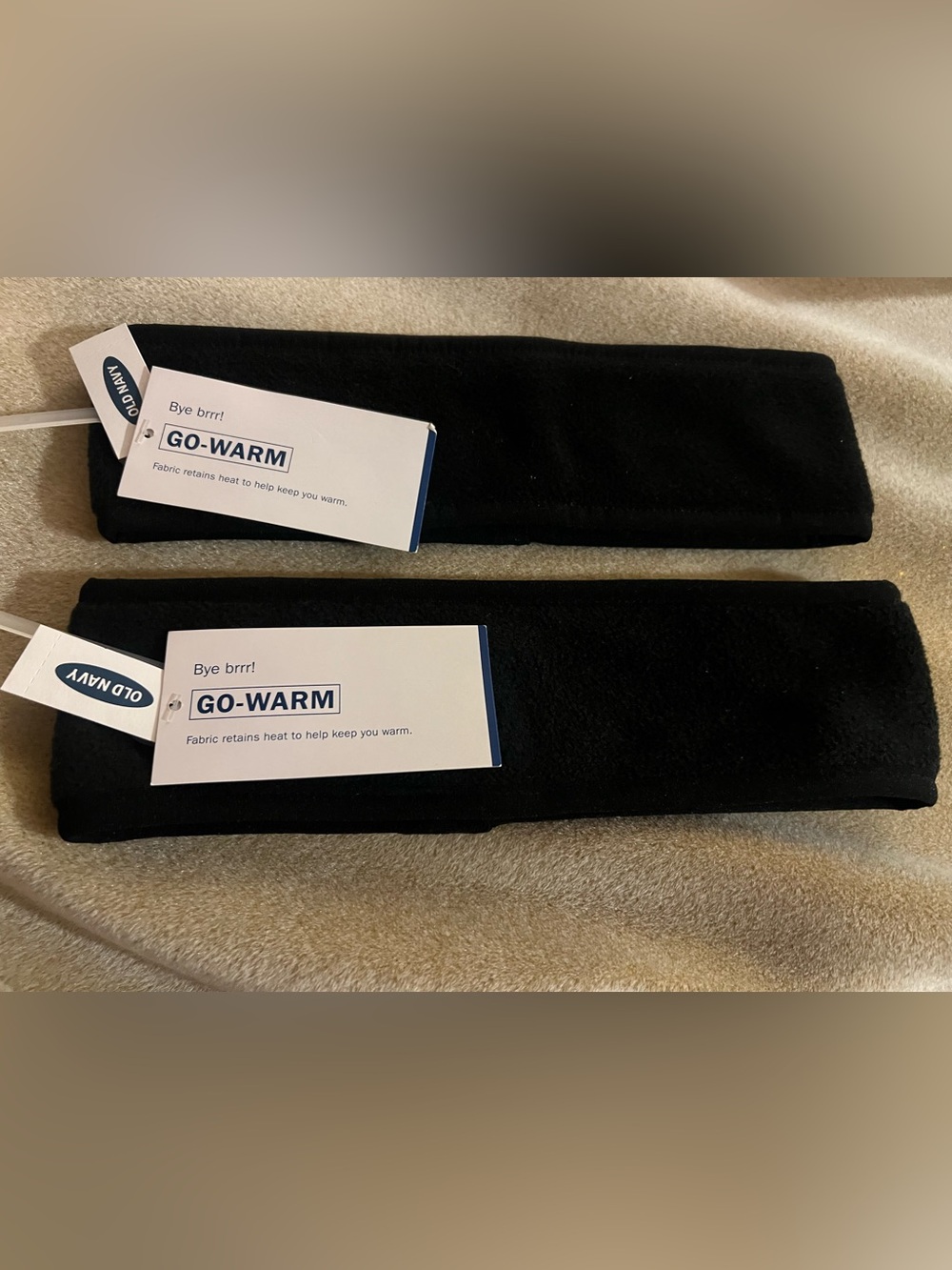 Old Navy Black Fleece Go-Warm 2 Ear Warmer Headbands, new with tags